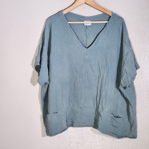 Oh My Gauze! Tops - Oh My Gauze Green V-Neck Top